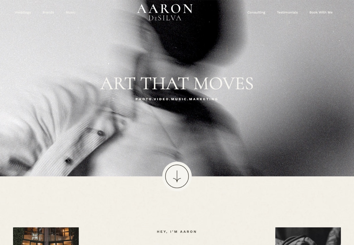 Aaron DeSilva portfolio homepage